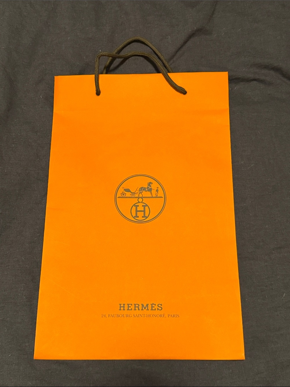 HERMES Classic Orange Paper Shopping Bag